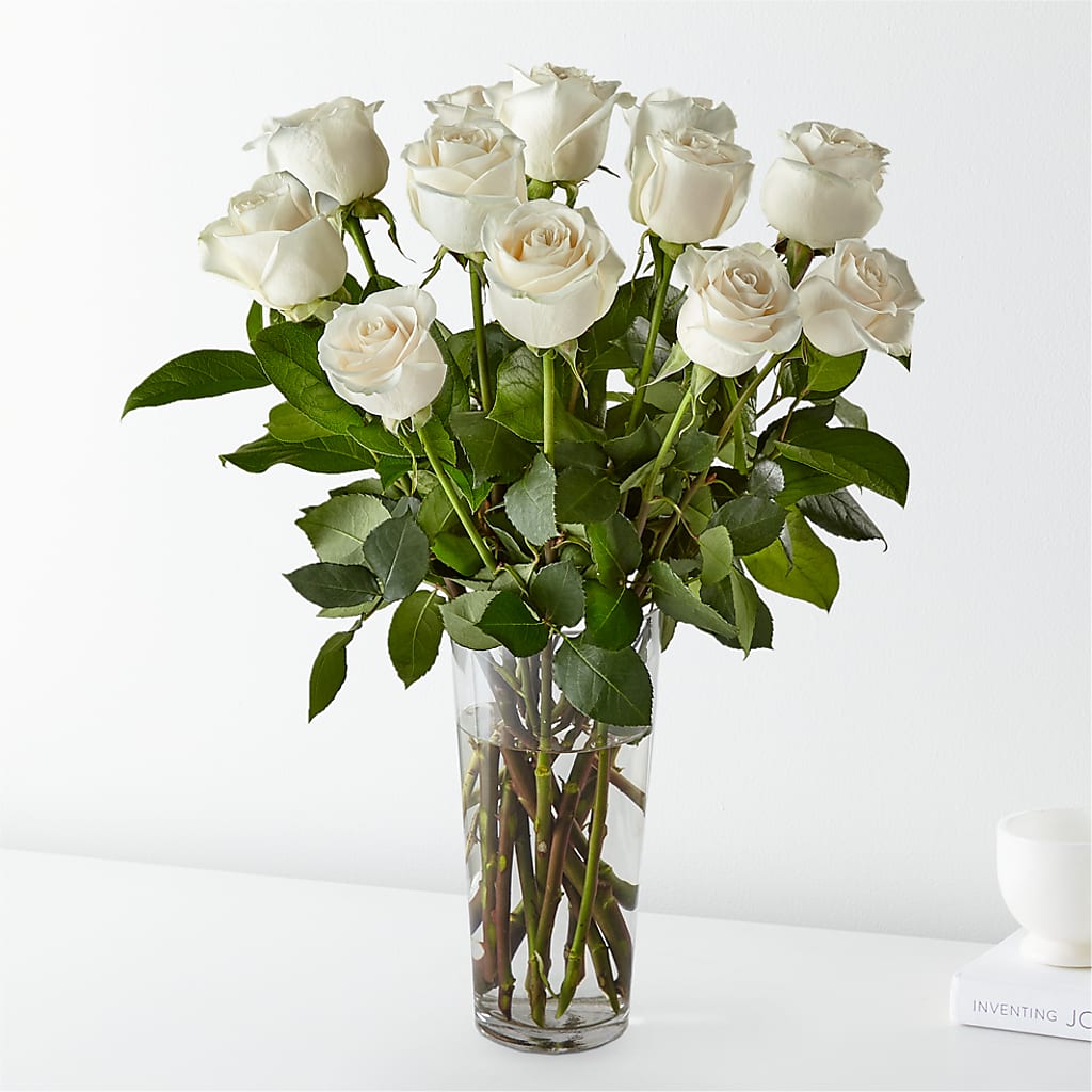 Long Stem White Rose Bouquet – Dalias Flowers, Cornelius NC