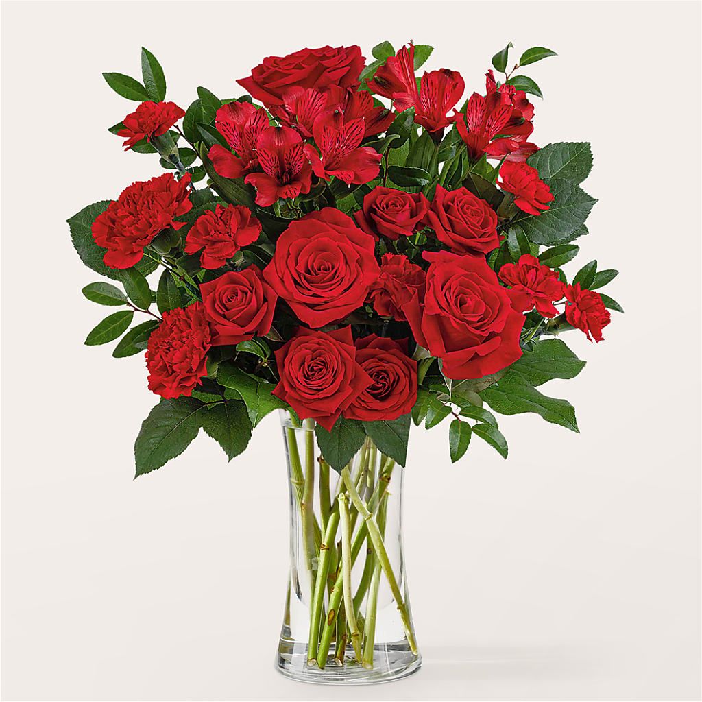 Brilliant Ruby Bouquet – Dalias Flowers, Cornelius NC