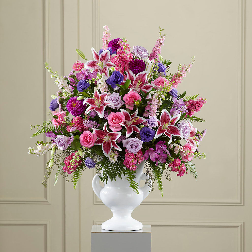 Peaceful Tribute Arrangement – Dalias Flowers, Cornelius NC