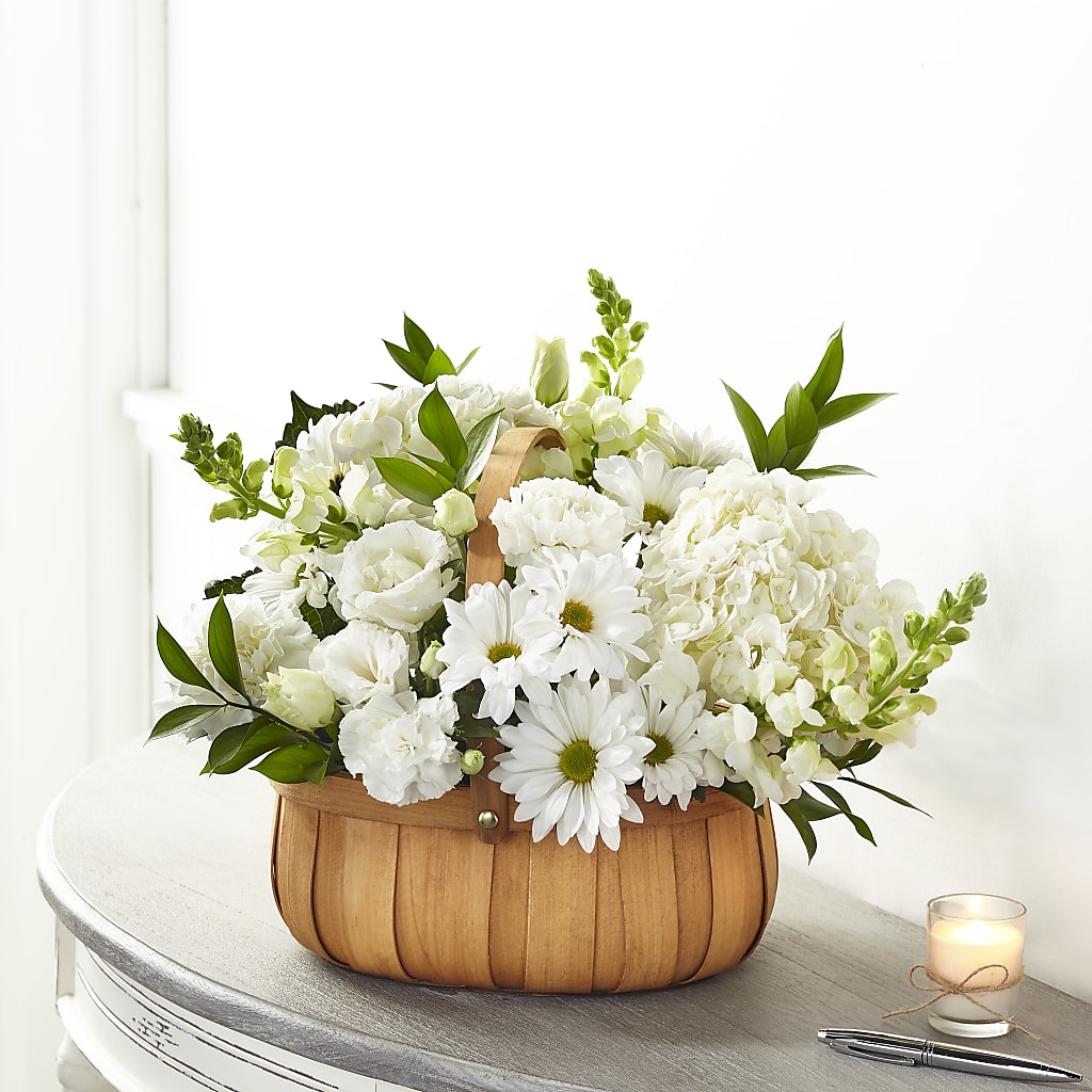 Pure Ivory Basket – Dalias Flowers, Cornelius NC