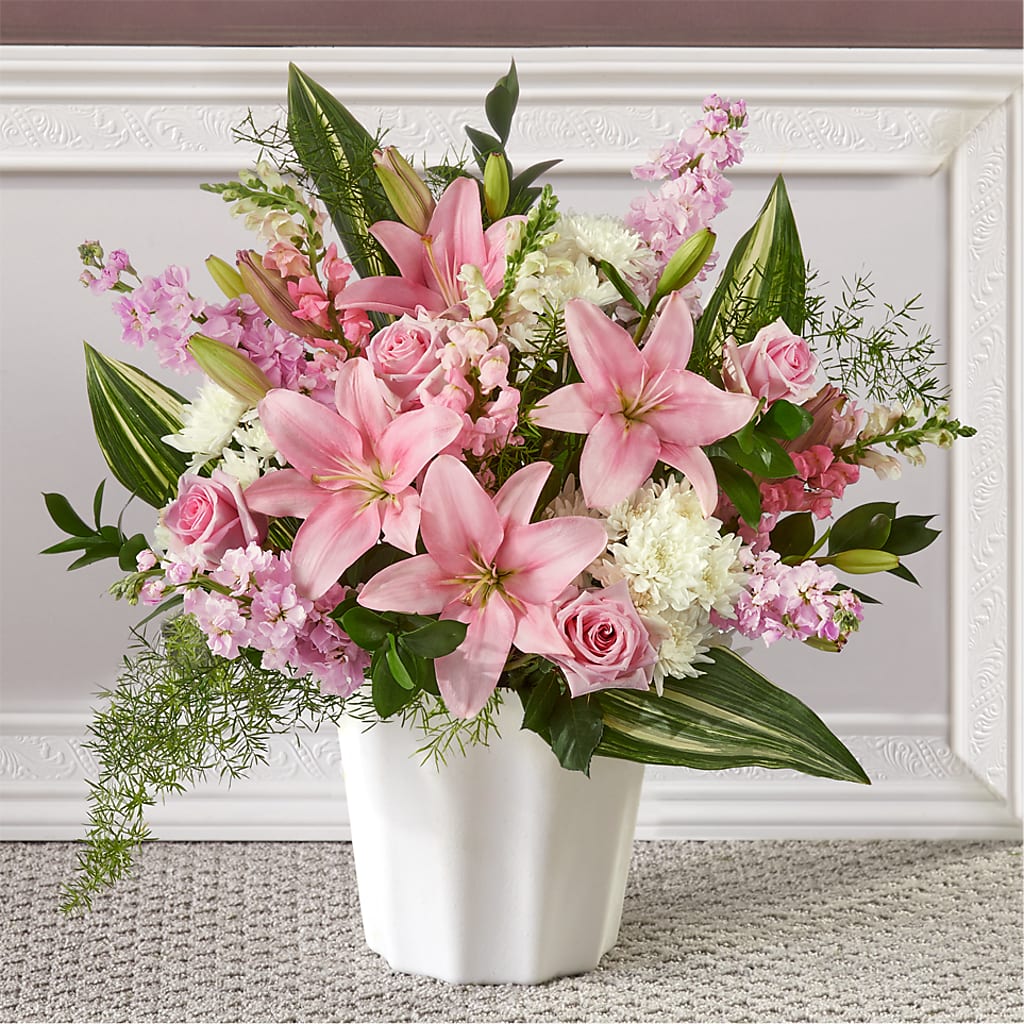 Simply Serene Floor Basket – Dalias Flowers, Cornelius NC