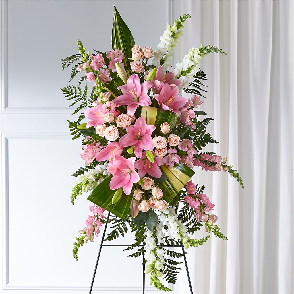Elegant Embrace Standing Spray – Dalias Flowers, Cornelius NC
