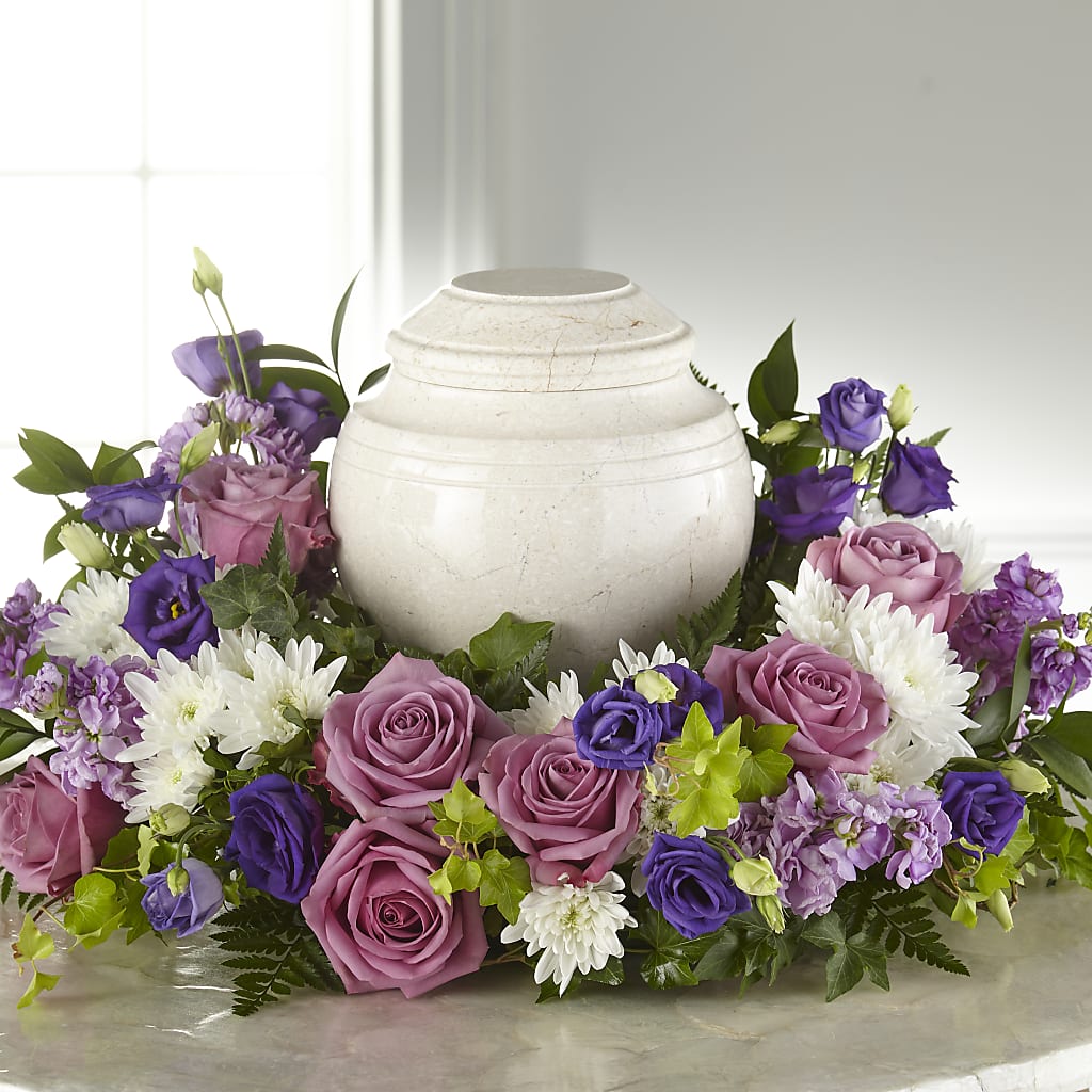 Blooming Sympathy Cremation Adornment – Dalias Flowers, Cornelius NC