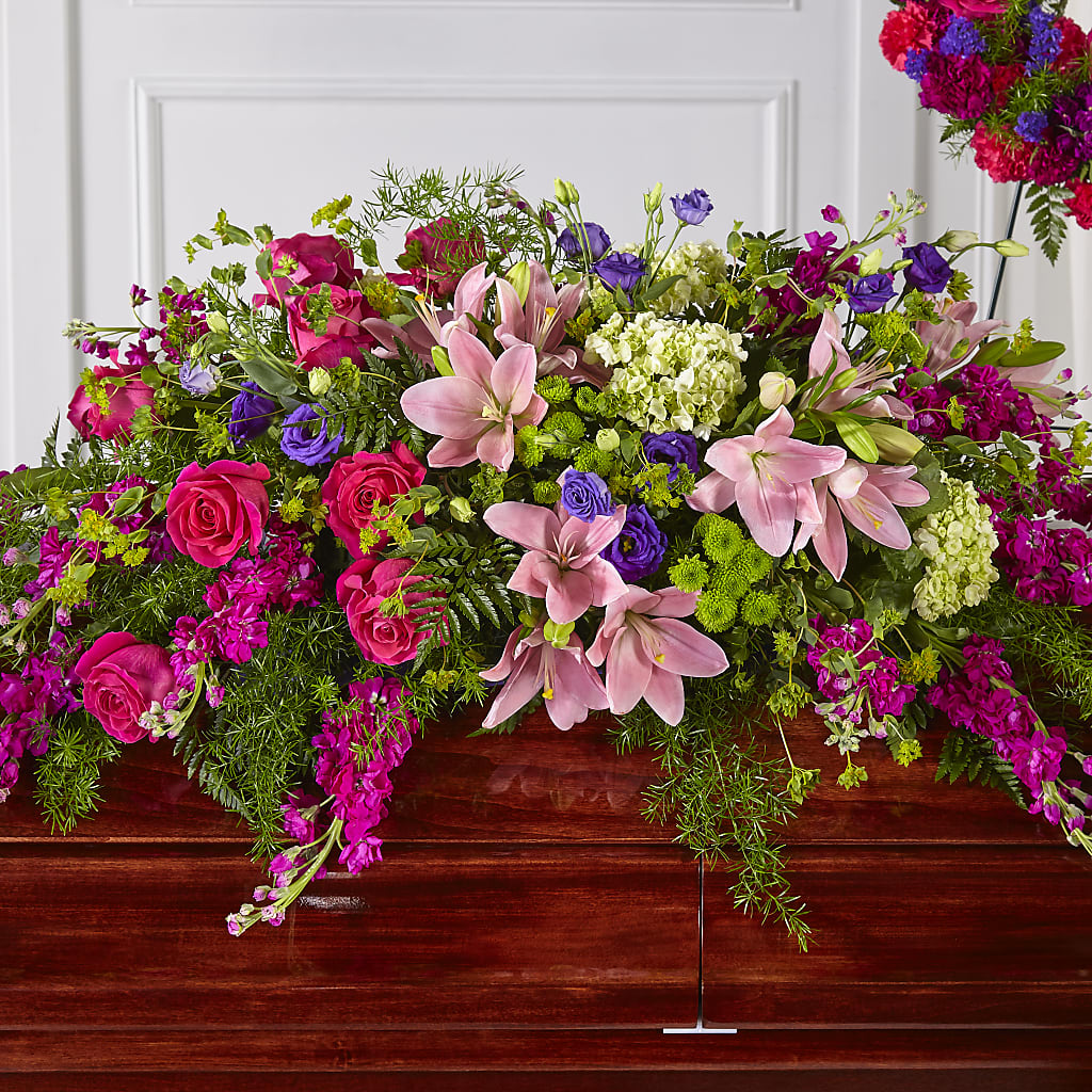 Radiant Tribute Casket Spray – Dalias Flowers, Cornelius NC