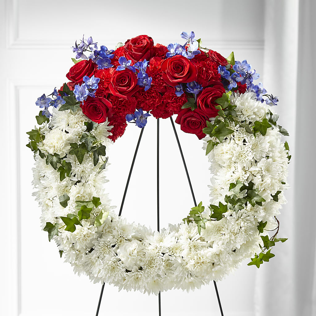 Patriotic Passion Wreath – Dalias Flowers, Cornelius NC