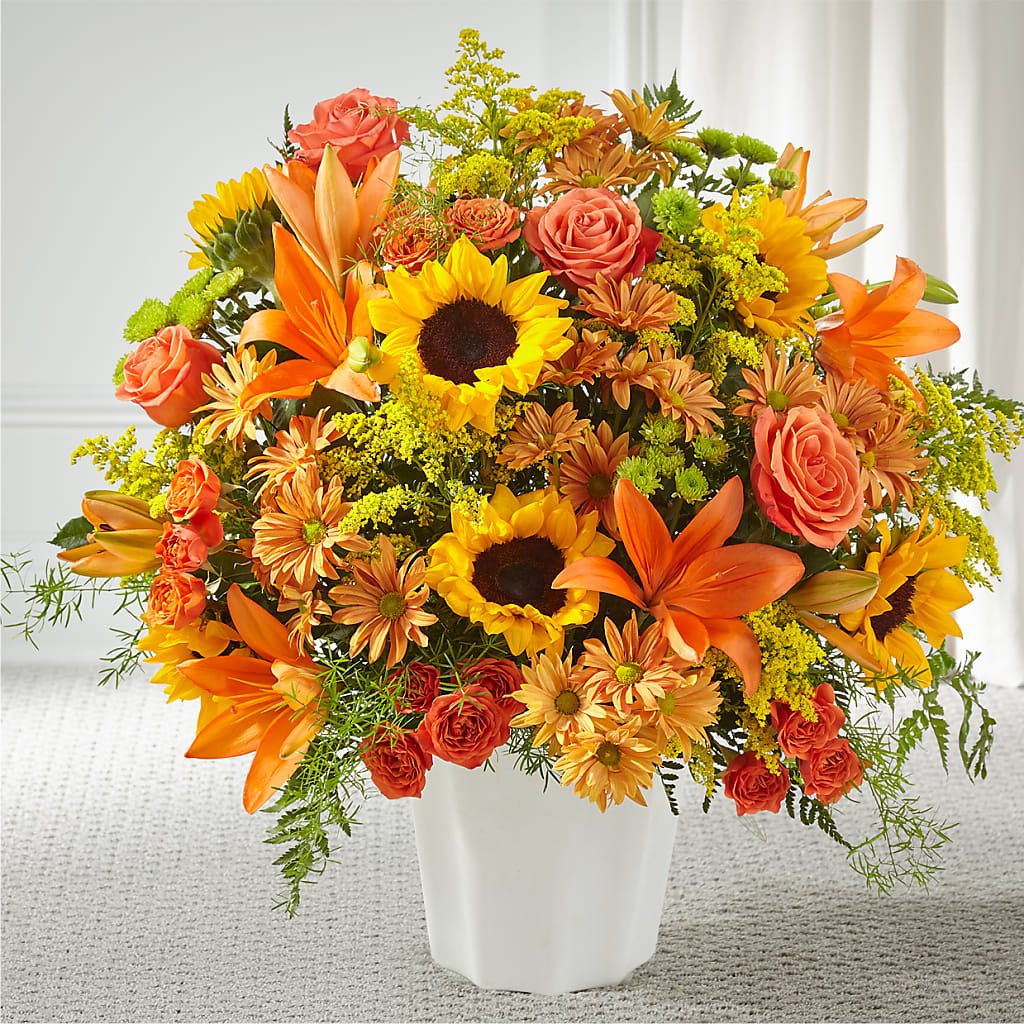 Harvest Thoughts Floor Basket – Dalias Flowers, Cornelius NC