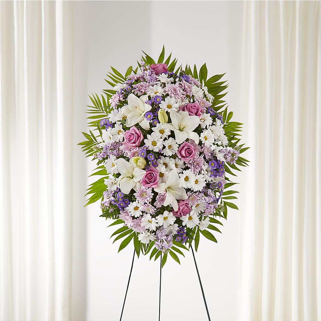 Surrounded by Love Standing Spray – Dalias Flowers, Cornelius NC