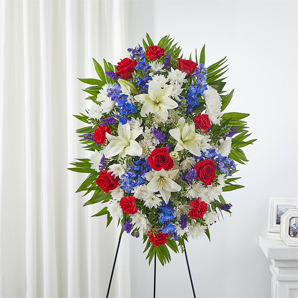 Cherished Service Standing Spray – Dalias Flowers, Cornelius NC