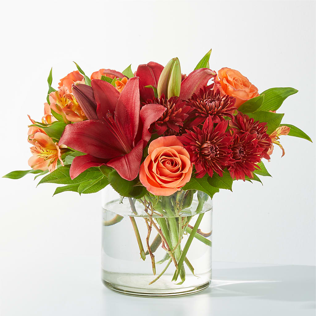 Crimson Leaves Bouquet – Dalias Flowers, Cornelius NC