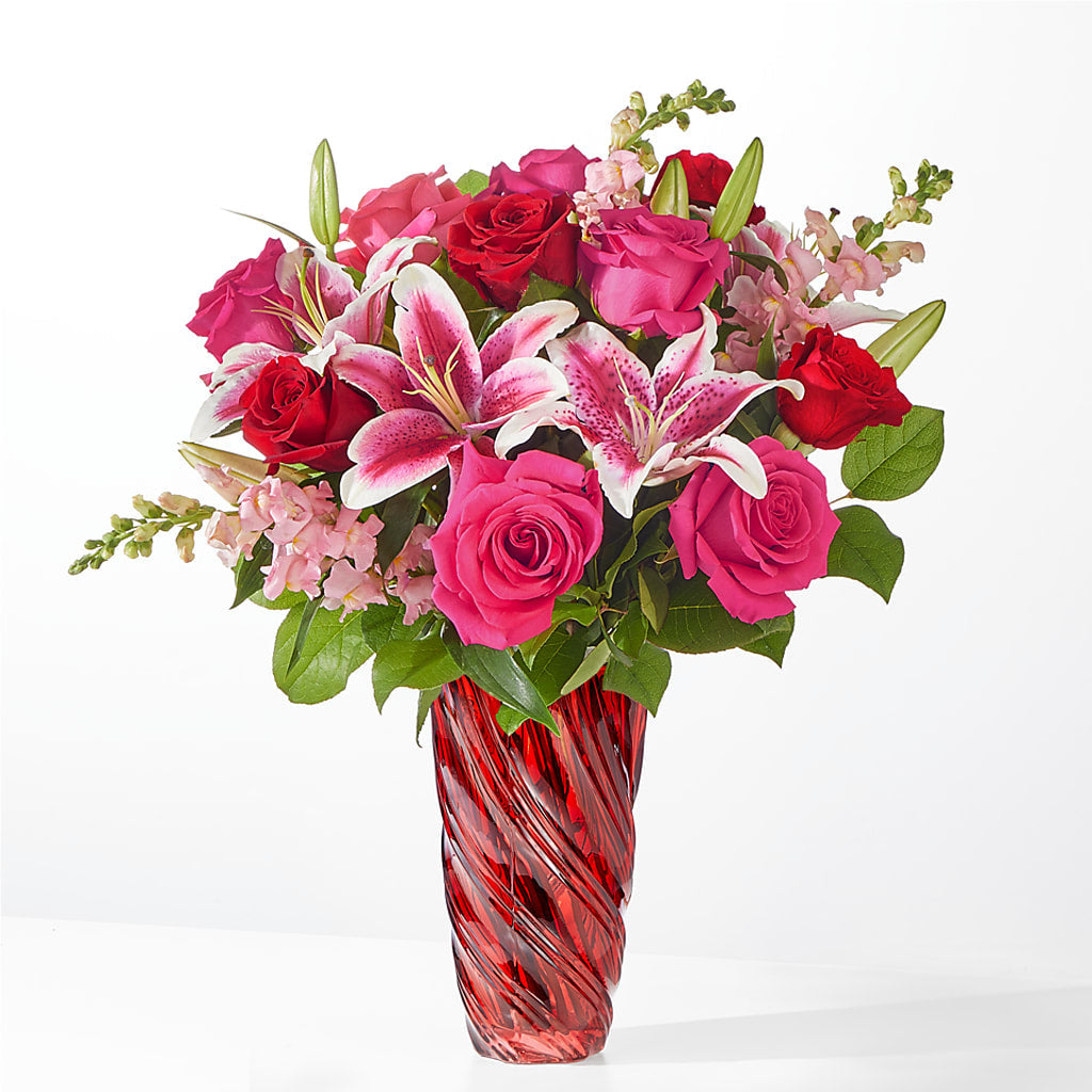 Always You Bouquet with Luxe Swirl Vase – Dalias Flowers, Cornelius NC