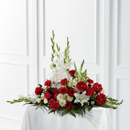 Crimson & White Arrangement –  Dalias Flowers, Cornelius NC