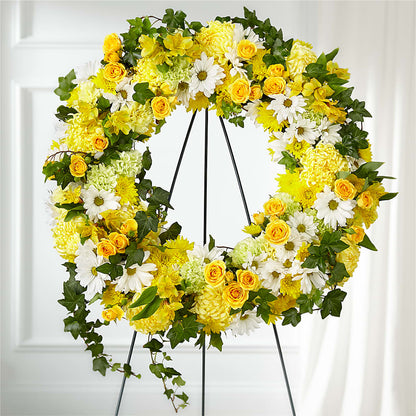 Golden Remembrance Wreath –  Dalias Flowers, Cornelius NC