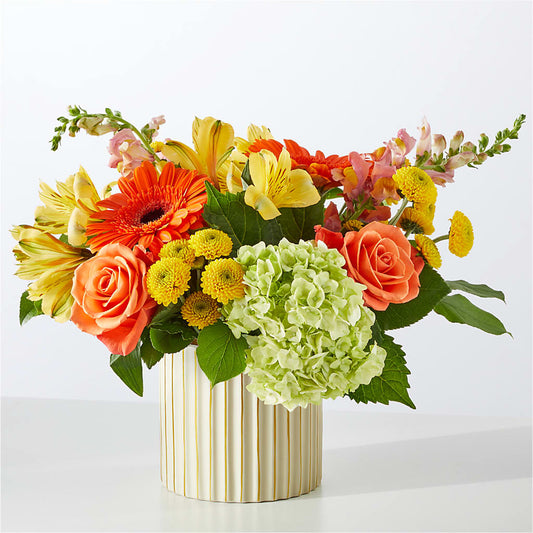 Autumn Sunshine Bouquet with Ivory Vase –  Dalias Flowers, Cornelius NC