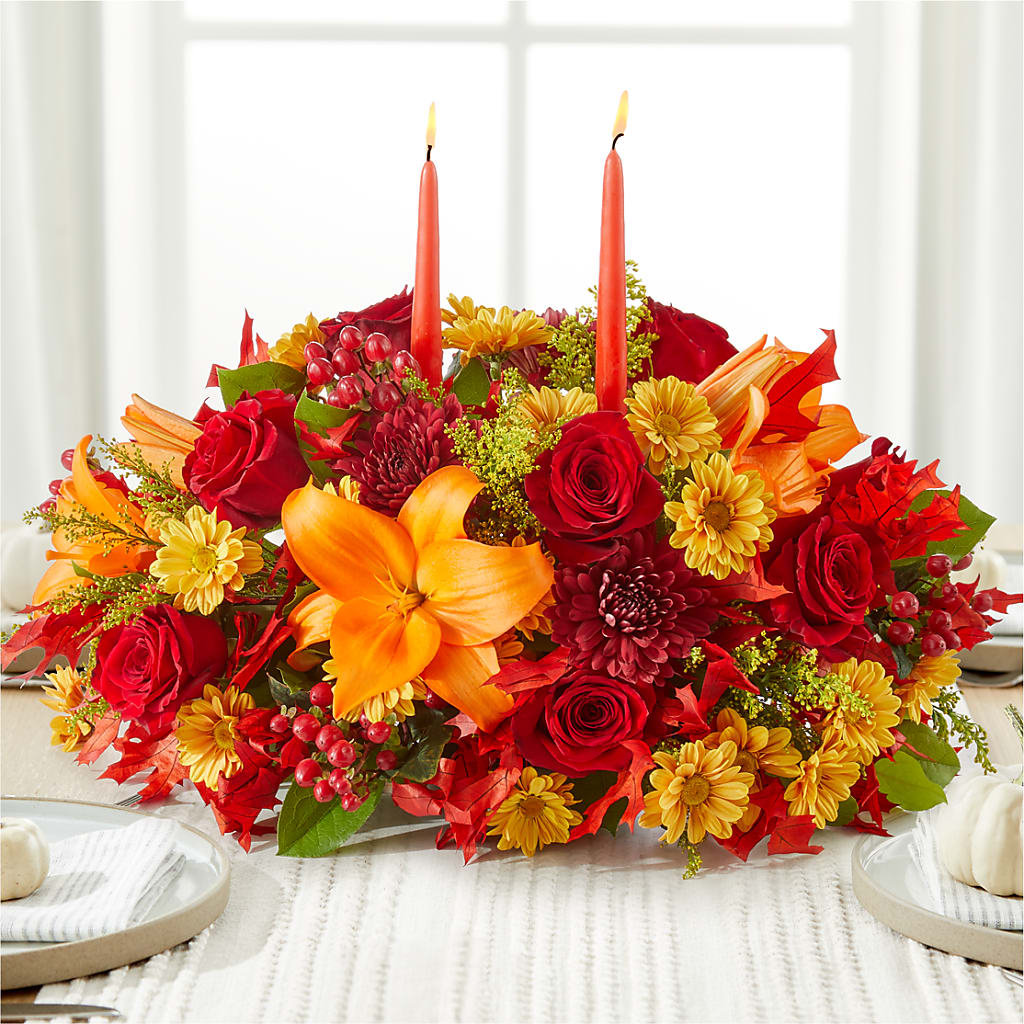 Autumn's Embrace Centerpiece –  Dalias Flowers, Cornelius NC