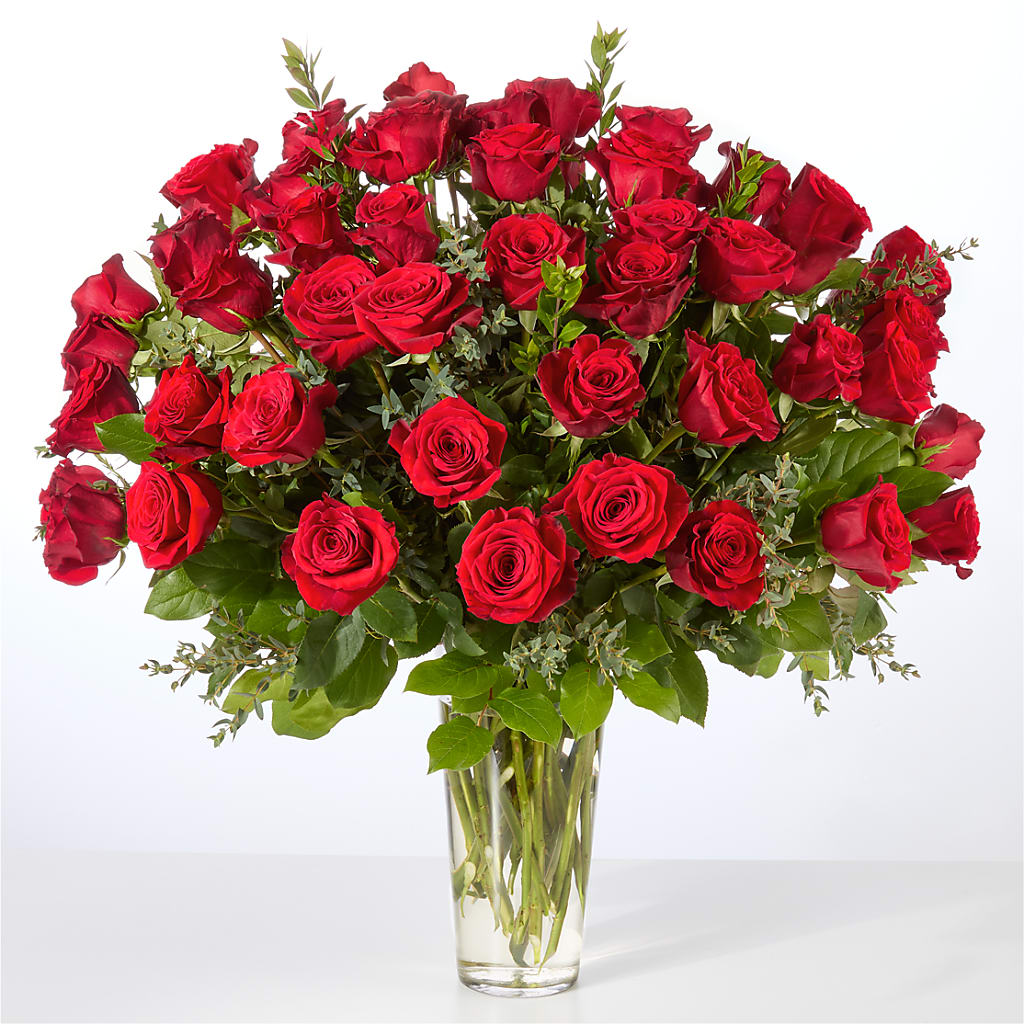 Forever Yours Fifty Stem Red Rose Bouquet –  Dalias Flowers, Cornelius NC