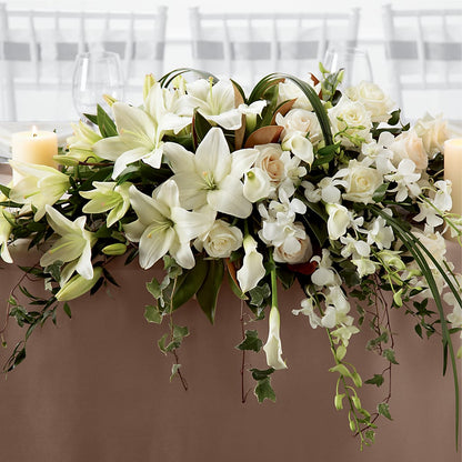 White Linen Arrangement –  Dalias Flowers, Cornelius NC