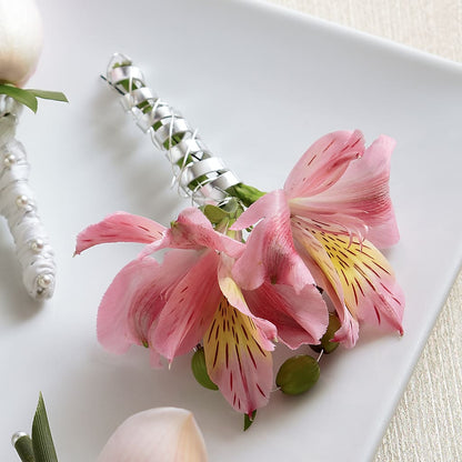 Pink Peruvian Lily Boutonniere –  Dalias Flowers, Cornelius NC